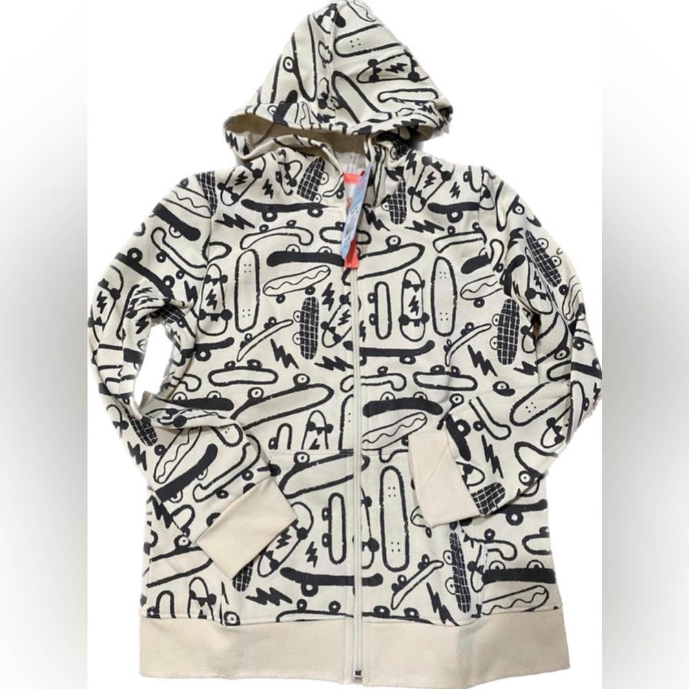 Cat & Jack Boys/Girls Cream/Sand Skateboard Hoodie W/ Pockets S (6/6X) 0-927